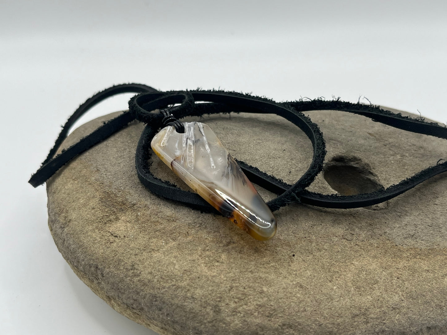 Double sided Madagascar Dendritic Agate Necklace 16