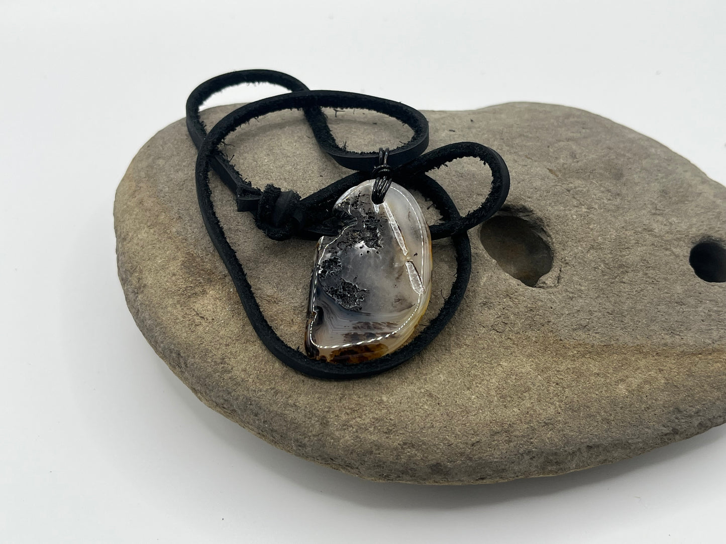 Double sided Madagascar Dendritic Agate Necklace 8