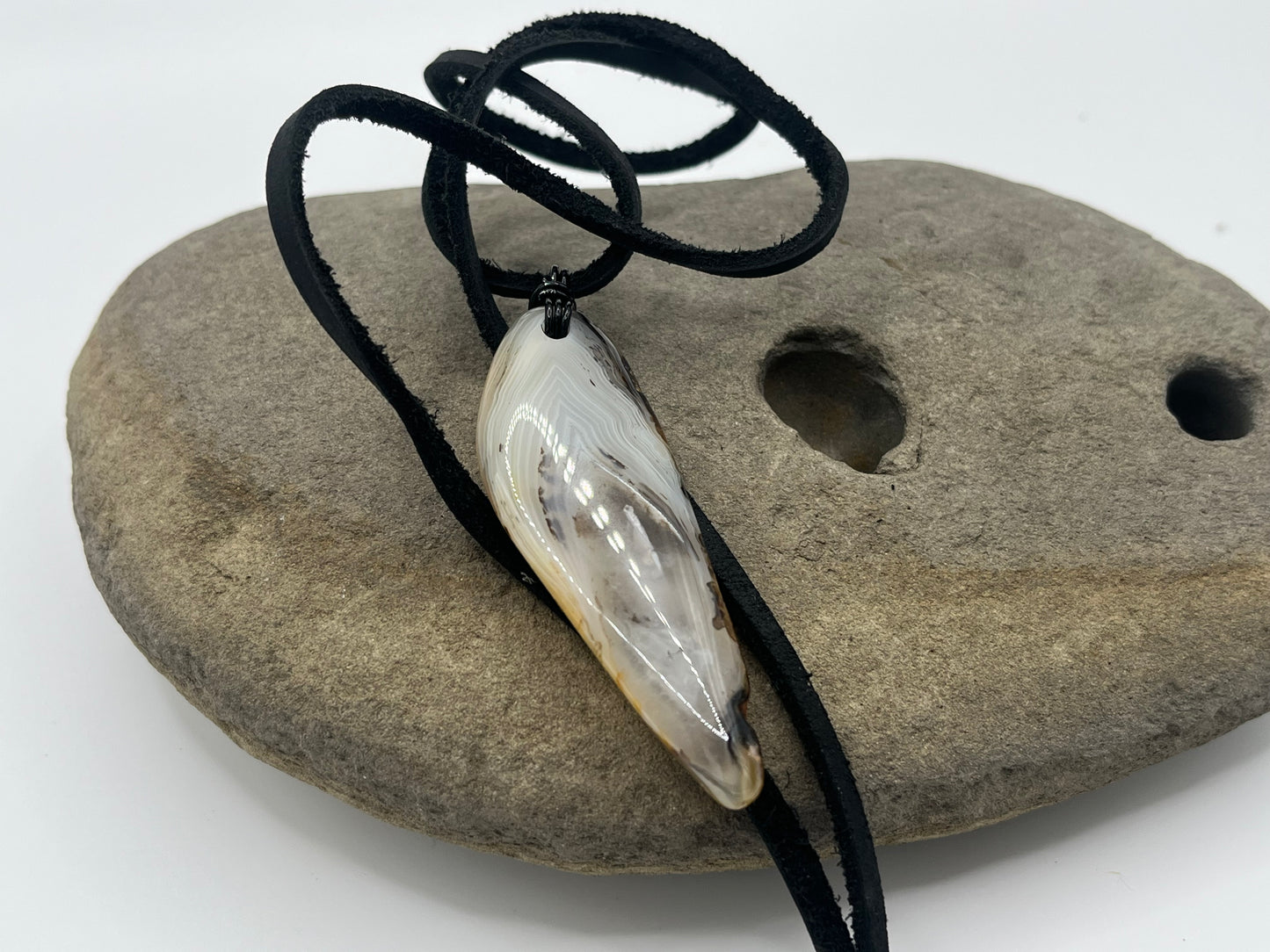 Double sided Madagascar Dendritic Agate Necklace 5