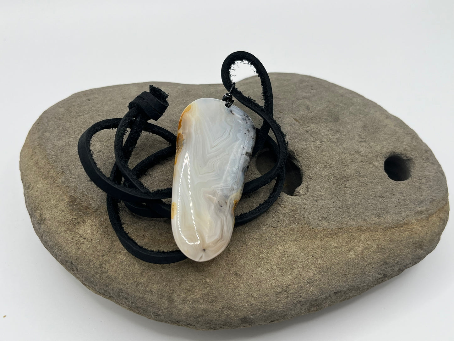Double sided Madagascar Dendritic Agate Necklace 14